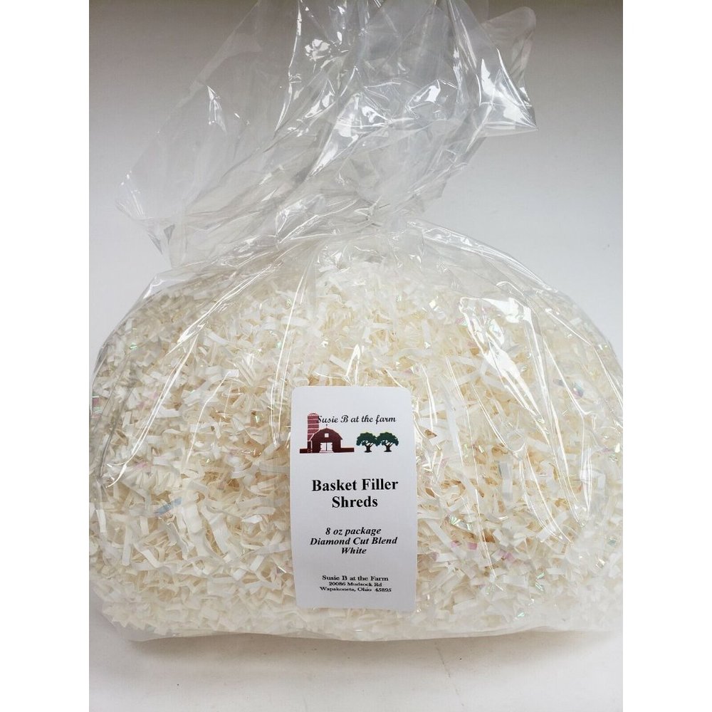 Gift Basket Shreds, 8 oz package, New old stock. Diamond Cut White.